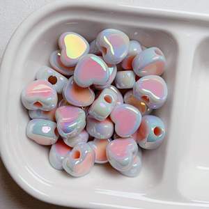 Acrílico en forma de corazón Multicolor cristal galvanizado suelto DIY cuentas personalizadas mezcla de colores pluma pulsera Decoración - Product Image 6