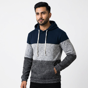 Sweat-shirt homme slim fit, vêtements de sport, pull classique avec poche kangourou, fabriqué au Pakistan. - Product Image 1