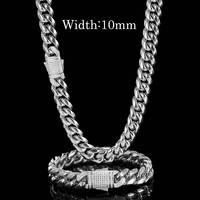 Collier Chaîne Cubaine Hip Hop Iced Out en Zircon Acier Inoxydable Bijoux Bling pour Hommes Femmes Cadeau Anniversaire Soirée Club