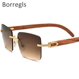 Borregls оправы деревянные солнечные очки, мужские, выполненные бриллиантами солнцезащитные очки для женщин, 2021 новые роскошные деревянные очки 10070T