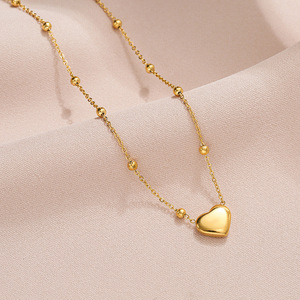 Colgante de acero inoxidable chapado en oro rosa para mujer, cadena de cuentas con forma de corazón, venta al por mayor - Product Image 6