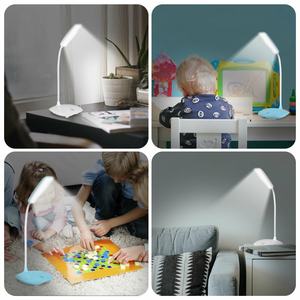 Lampe de bureau LED pliable et dimmable en ABS blanc avec port USB - Product Image 6