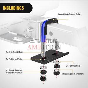 Tendeur de remorque AMBITION bleu foncé à boulon en U pour attelages de remorques de 2,5 pouces, anti-ronflement avec protection en caoutchouc - Product Image 3