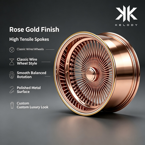 Cerchi a Raggi Profondi 100 Raggi Oro Rosa Cromato Knock-Off 13 <span class=keywords><strong>14</strong></span> 15 17 18 20 Pollici Nuovi ET 25mm Lowrider Classici - Product Image 3