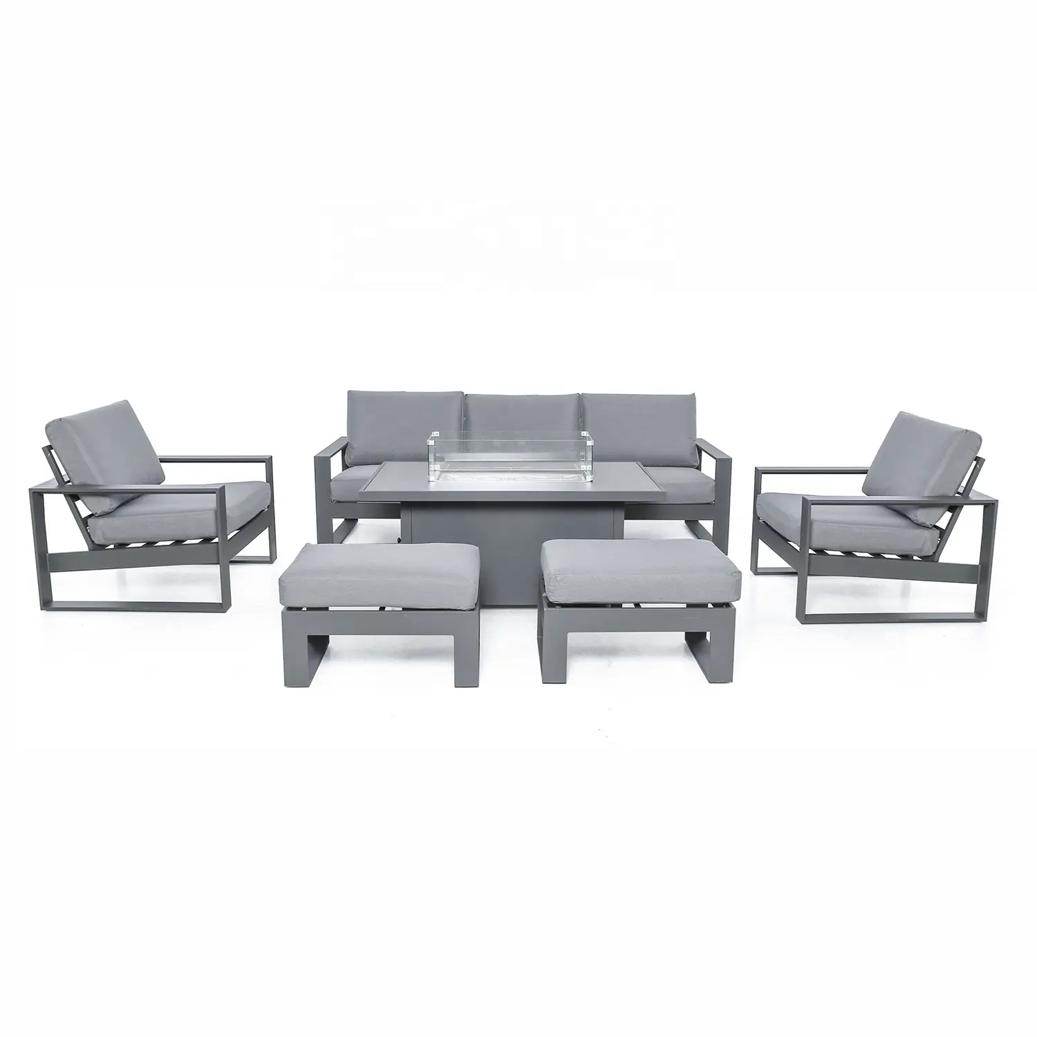 Sofa taman luar ruangan furnitur aluminium, set sofa taman dengan lubang api hotel, teras, sofa luar ruangan, produk baru 2024