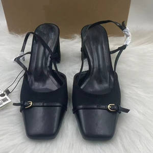 Sandales slingback pour femmes <span class=keywords><strong>en</strong></span> similicuir suédé à imprimé léopard, à bout carré et talon épais, avec <span class=keywords><strong>bride</strong></span> <span class=keywords><strong>en</strong></span> <span class=keywords><strong>T</strong></span> réglable, pour soirées, occasions décontractées et événements professionnels - Product Image 3