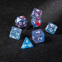 Jeu de dés polyédriques marbrés bleu-rouge éclatant pour le jeu de rôle D&D, numérotation blanche professionnelle, 7 pièces, dés en résine tourbillonnante Pro Hub