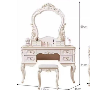 Table de toilette de luxe moderne, élégance européenne, avec tabouret, miroir, rangement grande capacité, multifonctionnelle pour hôtel, salle de bain, chambre à coucher - Product Image 3