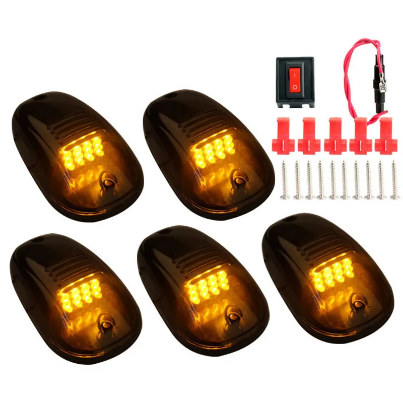 Marker Running Car white or yellow LED Cab Roof Top Marker Running Lights For Truck SUV 4x4 Black Smoked Lens Lamps 12V