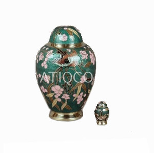 ATIQCO Solid Aluminum Metal Cremation Funeral Urn Jungle Design Digital Print Modern Portable <b>Large</b> Capacity Tabletop Vase <b>Jar</b> - Product Image 5