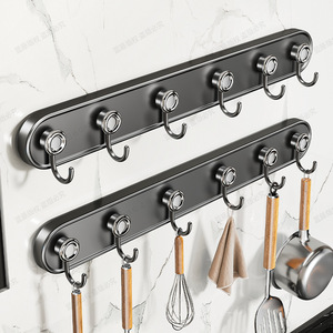 Kitchen Hook Rack Wall Mounted Heavy Duty Suction Cup Rectangle Minimalist For Spoons Spatulas Hooks - Product Image 1