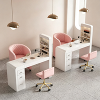 Table de manucure en gros avec collecteur de poussière, bureau en L pour salon de manucure avec tiroirs, présentoir, ensemble de chaises, mobilier de salon OEM