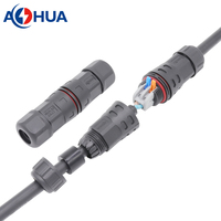 Conector de Cable de Alimentación LED Tipo L Recto, Impermeable IP68, Conector de Cable de Empuje de 2 Pines