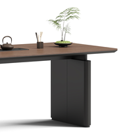 Table à thé rectangulaire de style chinois moderne avec dalle de roche en bois pour le balcon du bureau à domicile avec chaises Kung Fu
