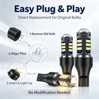 Bombilla LED de Reversa HOLY T15-2016-42SMD con Lente de Enfoque, 42PCS 2016 SMD, Disipación de Calor de Aluminio, Canbus Sin Errores, 65W 12V, Luz para Auto
