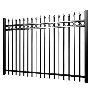 Residential Metal Steel Wrought Iron Ornamental Fence for Garden / Yard Sport Fence