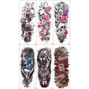 Tatuajes Temporales de <span class=keywords><strong>Manga</strong></span> Completa y Media <span class=keywords><strong>Manga</strong></span> para Hombres y Mujeres, Diseños de Calaveras, Rosas, Leones y Flores, Grandes, Impermeables, para Piernas y Cuerpo - Product Image 6