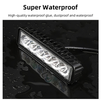Barre lumineuse de travail universelle 18W 6 LED - 12V/24V, étanche, lampe de conduite tout-terrain, adaptée aux motos, camions, SUV, VTT, indice de protection IP67