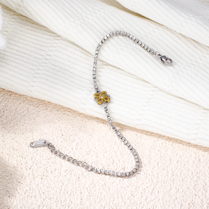 Collier et <span class=keywords><strong>bracelet</strong></span> classiques en acier inoxydable avec diamants Moissanite VVS et zircon incrusté, plaqué argent, pour cadeau d'anniversaire - Product Image 2