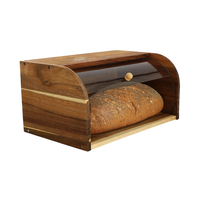 Boîte à pain rectangulaire en bois d'acacia de style moderne, à couvercle roulant, multifonctionnelle, capacité 6-10L, kit de fermentation du pain.