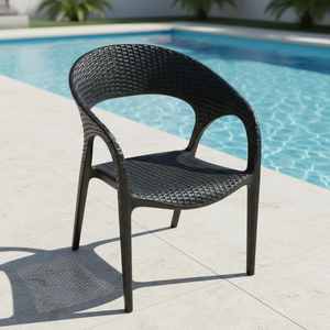 Fauteuil monobloc avec texture en rotin tressé pour hôtel, complexe hôtelier, bord de piscine - Product Image 4