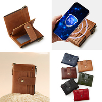 DC.MEILUN Dompet Panjang Unisex Kulit Asli Model Clutch dengan Ritsleting, Anti Maling, RFID Blocking, Motif Batu