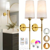 Lampe murale moderne nordique avec commande tactile pour salon, abat-jour en tissu coloré, lampe murale sans fil rechargeable à intensité variable