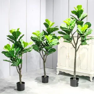 Decorazione di piante artificiali di seta Bonsai albero pianta di Banana vaso di plastica artificiale per la casa giardino albero arredamento palma oliva