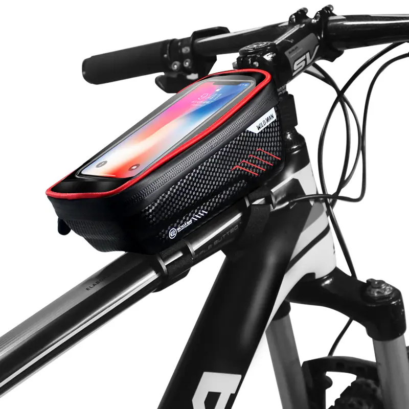 Waterproof PU Bike Saddle Bag Front Tube Touch Screen Bicycle Frame Bag for Phone Mobile Phone Bike Bag Case Holder Pannier 1L