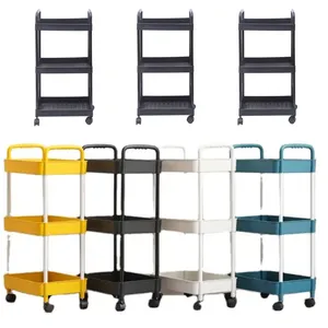 3-Tier Mobile vegetable fruit storage rolling cart with wheels-Space-saving Organizer Trolley Cart