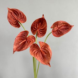 Fleur artificielle Anthurium Meng Jie à tige unique en PU, texture 3D, pour décoration de mariage et de maison - Product Image 3
