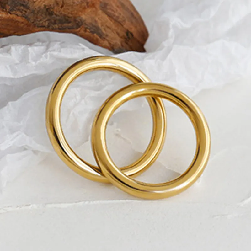Anillo de Plata de Ley 925 a la moda, anillo liso galvanizado al vacío de oro de 18 quilates hecho a mano para mujer, anillo de oro
