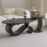Nouvelle Table Basse en Pierre 2026, Style Italien Moderne Minimaliste, Ovale, Luxe Décoratif pour Salon et Mobilier de Maison