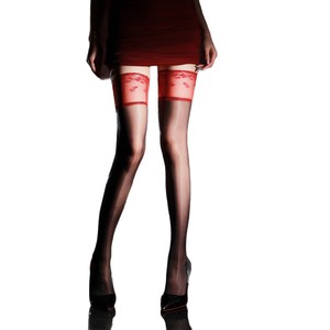 Ultra Thin Glossy Thigh High Stockings With Lace Trim Silicone Anti <b>Slip</b> For Women Black Skin Tone Four Seasons Wear - Product Image 4