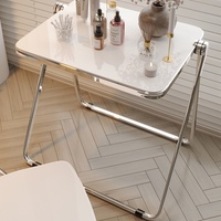 Vente en gros PET Tables transparentes Table pliante Portable Bureau Étude Chambre Pieds en métal Tables basses pliantes