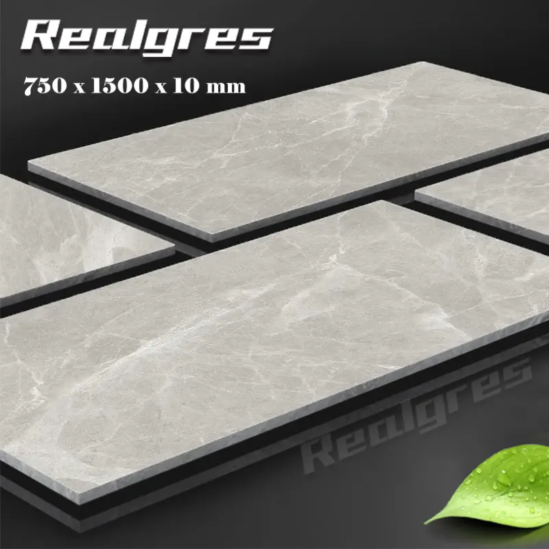 Realgres 750x1500 Glossy Large Slab Tile Gray Ceramic Bathroom Glazed Polished Marble Porcelain New Luxury Floor Tiles