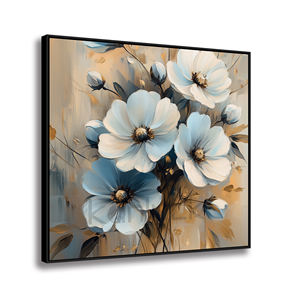 Art floral moderne imprimé sur toile aquarelle avec des tons bleus doux et terreux pour la décoration intérieure - Product Image 2