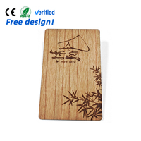 Fabrik-Großhandel ISO14443A NFC 13,56MHz Holz-RFID-Karte mit 1K-Chip, Wasserdicht, Gravur-Logo und Farbdruck
