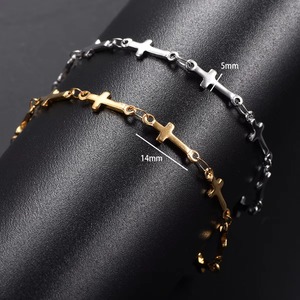Bracelet en acier inoxydable fait main avec croix chrétienne, chaîne à maillons cœur et étoile pour femme, accessoires de fabrication de bijoux en métal, bracelet de cheville - Product Image 5