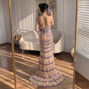 ชุดราตรีหรูหราประดับด้วยลูกปัดทรงเมอร์เมด Serene Hill LA73527 ปี 2026 ชุดเดรสเกาะอกสำหรับงานกาล่า - Product Image 4