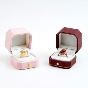 Custom European Octagonal Gold Border Buckle Jewelry Packaging Edge Ring Box <b>Storage</b> Jewelry <b>Boxes</b> - Product Image 3