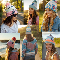Topi Beanie akrilik 100% warna-warni Fashion bordir Logo kustom topi Beanie rajutan tengkorak Inter Ski musim dingin