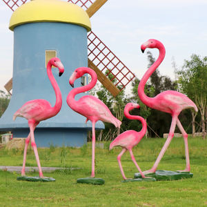 Populaire Pretpark Decoratie Levensgrote Glasvezel Roze Flamingo Vogel Dier Sculptuur - Product Image 1