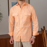 Weiß gestreiftes Slim Fit Shirt Leinen Nicht Eisen Italienische Business Mode Langarm Herren Shirt