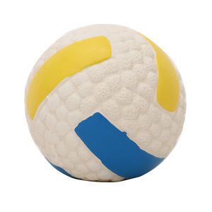 Juguete de pelota chirriante para perros, juguete masticable duradero de gran tamaño con sonido, diseño de voleibol, colores azul y amarillo - Product Image 1