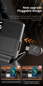 Prix de gros Support de téléphone 15w Chargeurs rapides pour <span class=keywords><strong>iPhone</strong></span> 17 3 en 1 Support de chargement sans fil Réveil avec veilleuse - Product Image 4