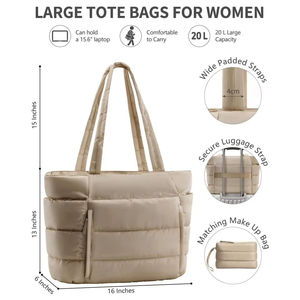 Bolso Tote Acolchado para Mujer, Bolso <span class=keywords><strong>de</strong></span> Mano Ligero para el <span class=keywords><strong>Trabajo</strong></span>, Bolso <span class=keywords><strong>de</strong></span> Hombro Acolchado para Maestras y Enfermeras, para la Escuela, Viajes y Gimnasio - Product Image 2