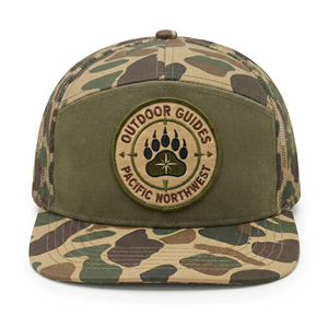 Casquette personnalisée camouflage à visière plate en maille avec patch rond pour la chasse et la pêche en extérieur, vente en gros OEM ODM - Product Image 3