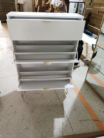 Moderno Zapatero de Paneles de Madera Blanca con Diseño Delgado Modular Convertible para Sala de Estar, Hotel, Vestíbulo