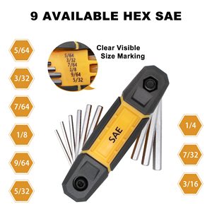 Folding Allen <b>Wrench</b> Set Metric SAE 17pcs Chrome Vanadium Steel Double End Anti-Slip Handle Manual Tool for Home Repair - Product Image 4